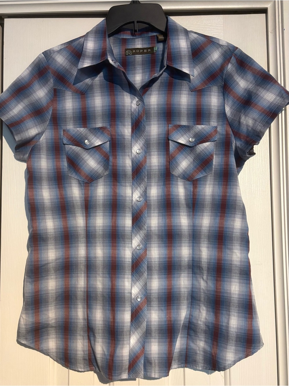 Roper Plaid Short Sleeve Shirt — Blue & Rust